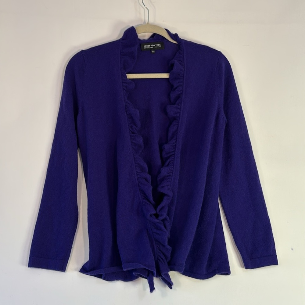 Jones New York Cashmere Cardigan with ruffle